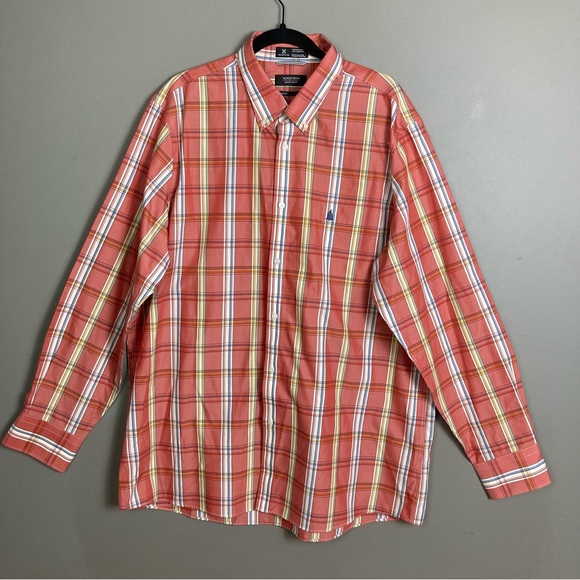 Nordstrom long sleeve plaid button down shirt men's XXL regular fit wrinkle free - Picture 1 of 12